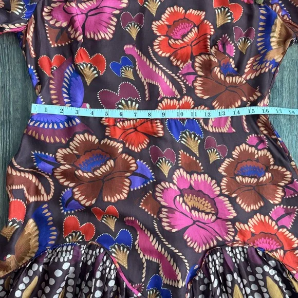 NEW Farm Rio Long Sleeve Mini Dress in Bright Flora Brown Size Large - Picture 14 of 16
